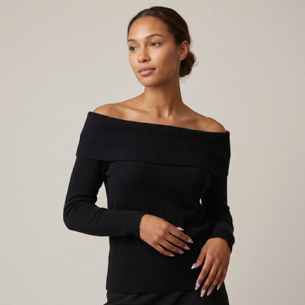 NAADAM Cashmere Off the Shoulder Sweater in Black size Small